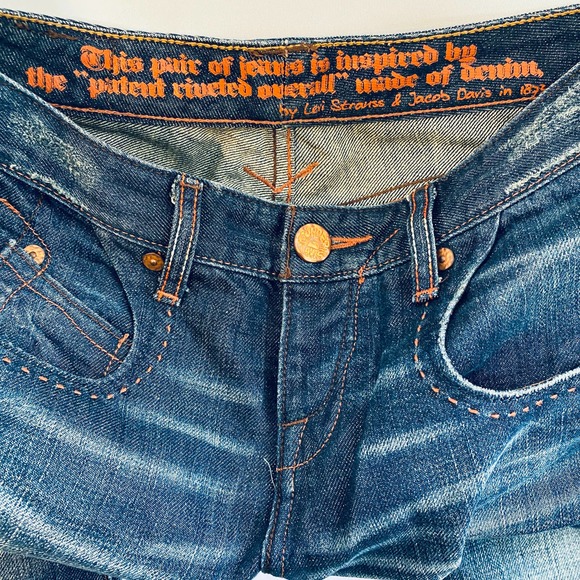 Levis Women's Blue Copper Button Rivets Ankle Wide Leg Jeans Sz 27 - Picture 15 of 16